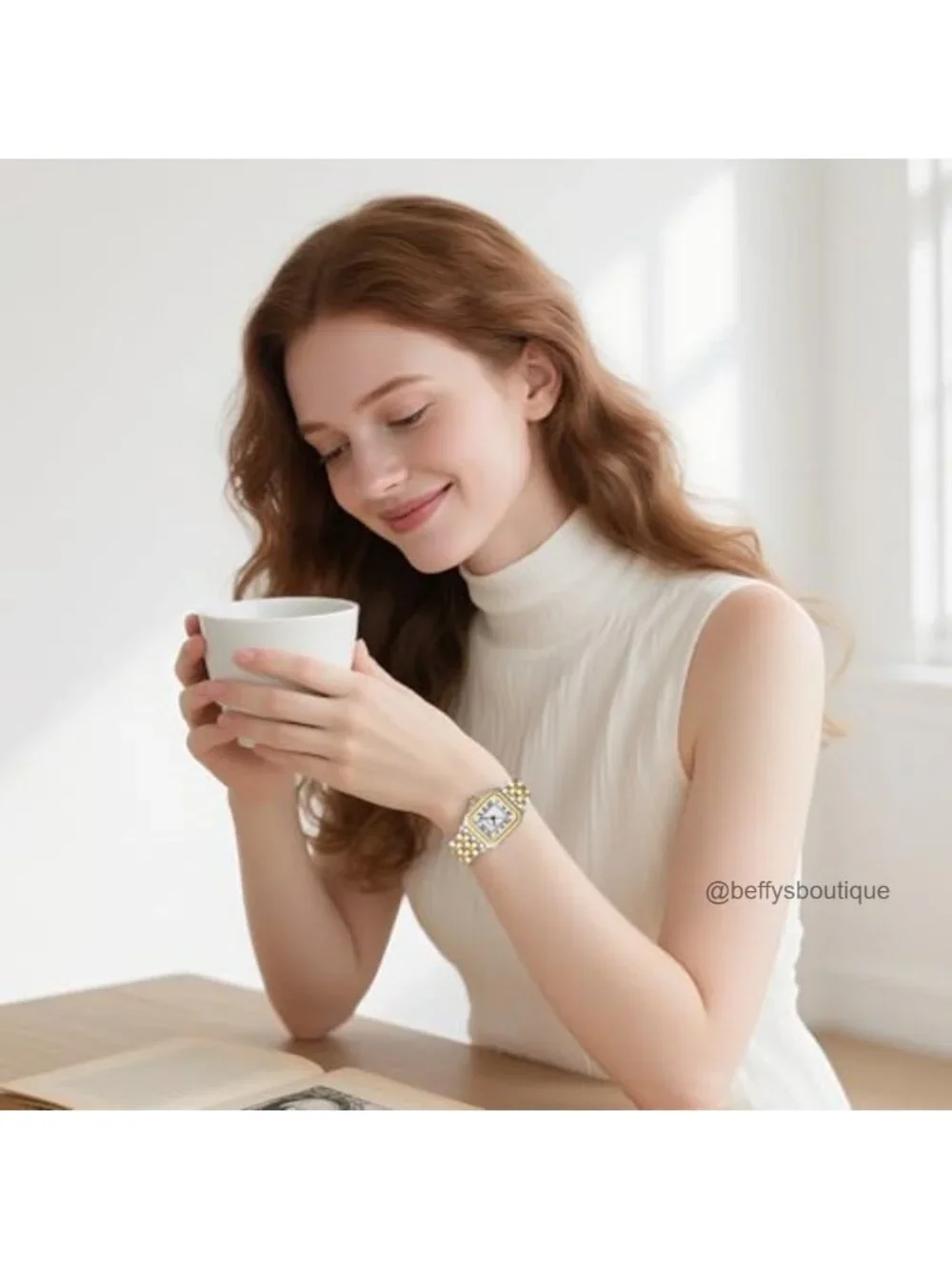 Dainty Vintage Women's Wrist Watch with Roman Numerals, Two-Tone Silver and Gold